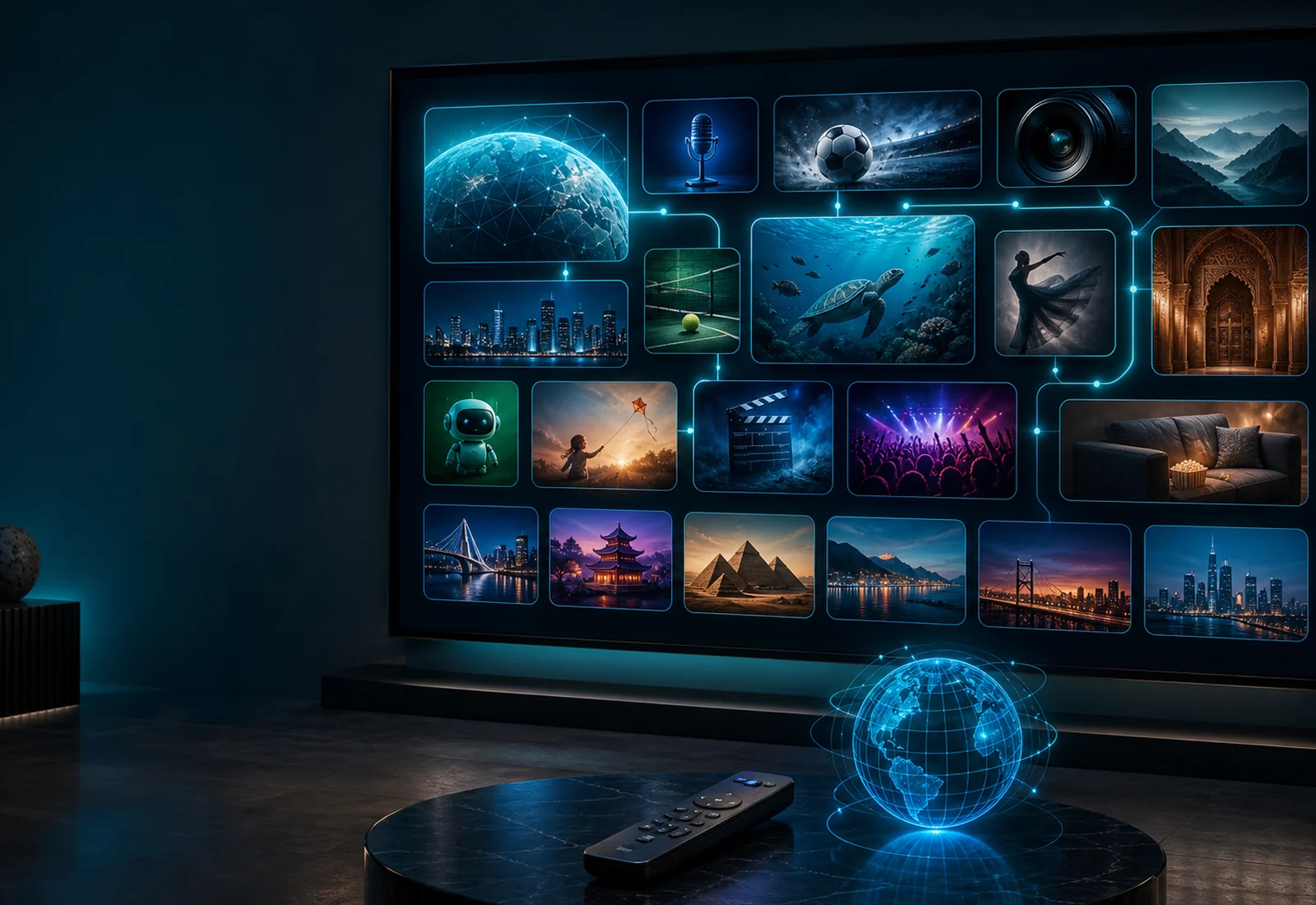 IPTV channel category map for sports, news, family, entertainment, and international viewing